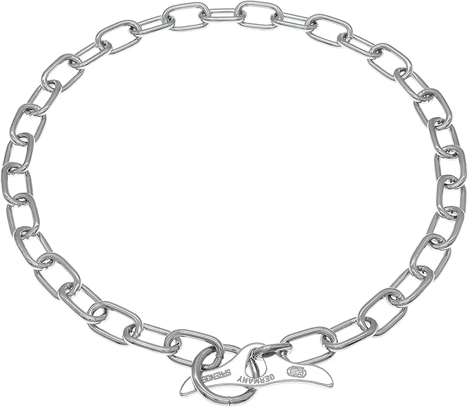 Herm Sprenger Chrome Plated Steel Fur Saver Dog Collar with Medium Links and Toggle Closure Professional Training Collar for Small Medium Large Dogs Correction Slip Chain Made in Germany (20in (50cm))