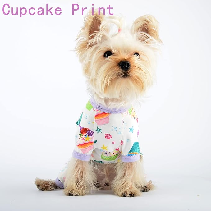Dog Pajamas for Small Dogs Boy Girl, Dog Clothes Tiny Chihuahua Yorkie Spring Summer Shirt, Cute Puppy Outfit Pjs Jumpsuit Cat Onesie Apparel Pet Clothes