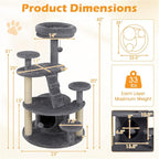 40" Multi-Level Cat Tree for Munchkin & Senior Cats – Extra Stable Wide Base, Plush Padded Perch & Spacious Condo