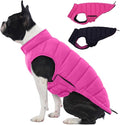 Lelepet Reversible Dog Coat Waterproof Dog Jacket Windproof Puffer Vest for Winter Warm Lightweight Coats for Small Dogs Adjustbale Hook & Loop Pet Apparel with Leash Hole, Chihuahua, Rose Red, XS