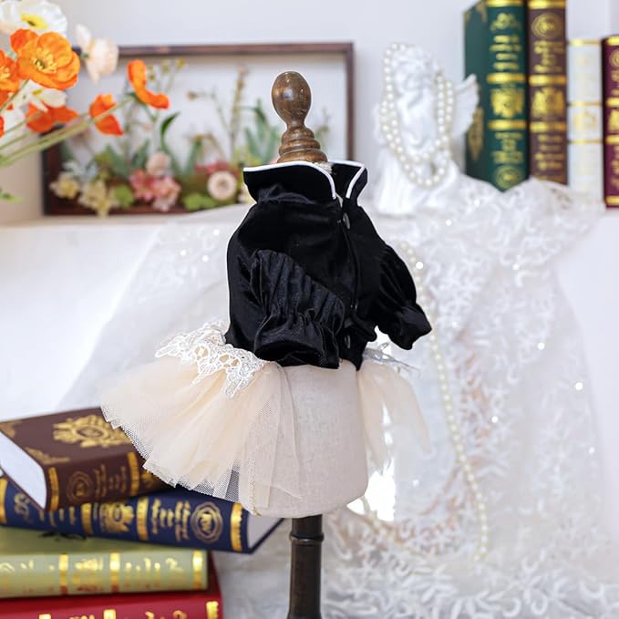 Furbabycare® Elegant Sweet Fashion Puppy Dog Blingbling Princess Skirt Pet Dog Lace Cake Camisole Tutu Dress I-Black X-Small