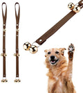 Leather Dog Doorbells for Door Knob, Adjustable Brass Potty Training Bells for Puppy to Go Outside, Easy Dog Door Bell for Potty Training