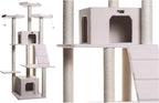 Asian Allure Classic Cat Tree in Ivory, Galaxy Approved, Multi Levels with Ramp, Three Perches, Rope Swing, Two Condos