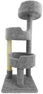 Maykoosh Artisanal Abode Sturdy Tower with Beds - 30" L x 29" W x 54" H, for All Breed Sizes for Scratching, Climbing, Cuddling, Extra Thick Base Gray/26 L x 20.5" W x 52" H