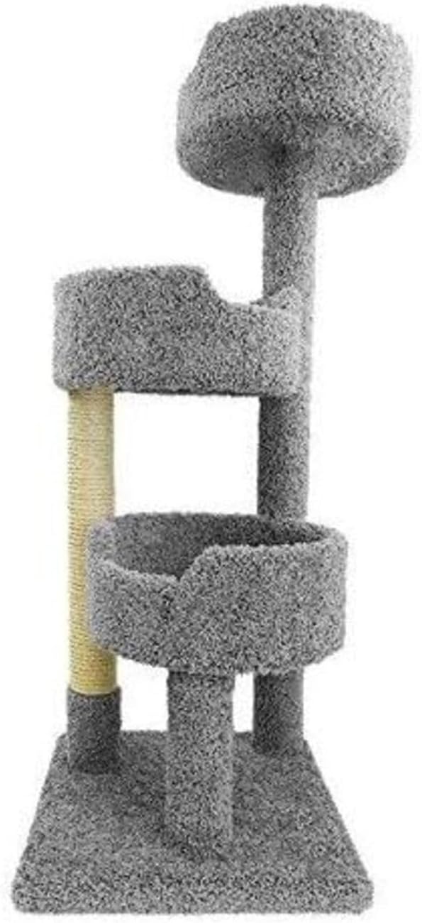 Maykoosh Artisanal Abode Sturdy Tower with Beds - 30" L x 29" W x 54" H, for All Breed Sizes for Scratching, Climbing, Cuddling, Extra Thick Base Gray/26 L x 20.5" W x 52" H