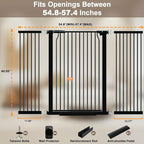 40.55" Extra Tall Baby Gate for Doorways, 54.8-57.4 in Wide Dog Gate Indoor, Walk Through Tall Pet Gates No Drilling, Pressure Mounted Child Safety Gate with Door for House Doggie, Black