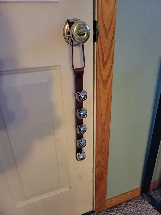 Warner Arctic Sleigh Bells Decorative Leather Strap Door Bells USA (10" with 3 Bells, Brown Leather with Silver Bells)