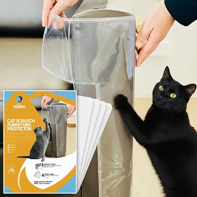 Cat Scratch Furniture Protector for Couches, Couch Arm Covers, Anti-Scratch Furniture Protector for Leather Couch, Cat Deterrent, Sofa Arm Covers, Couch Corner Protector - Model 1b