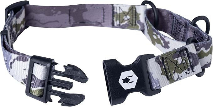 Wolfgang Heavy Duty Martingale Dog Collar with Quick Release Nylon Buckle for Walking & Training, Hideout Print, Small
