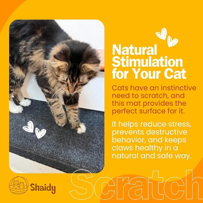 Shaidy Cat Scratch Wall Pad 24x15” - Corner Wall Scratcher for Cats, Self-Adhesive Cat Scratcher for Indoor Cats, Prevents Furniture Scratching, Cat Scratching Mat, Modern Dark Gray Design