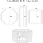 IRIS USA Dog Playpen with Door, 34” 8 Panel Pet Exercise Pen – Indoor Outdoor Puppy Play Pen, Portable Plastic Pet Fence for Small Medium Dogs, Foldable 63” x 63” x 34”, White