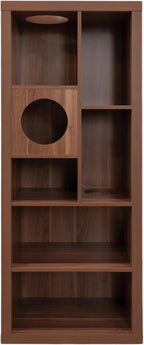 4 Cats & Dogs Cliff Jr. Cat Tree Bookshelf – Stylish Multi-Level Cat Climbing & Hiding Shelf, Space-Saving Bookshelf with 7 Levels, Wall-Mounted Secure Cat Furniture, Walnut (58.5" x 23.75" x 15.5")