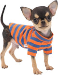 LOPHIPETS 100% Breathable Cotton Striped Dog Tee Shirt T-Shirt for Small Dogs Teacup Chihuahua Yorkie Puppy Clothes -Orange and Blue Strips/XS