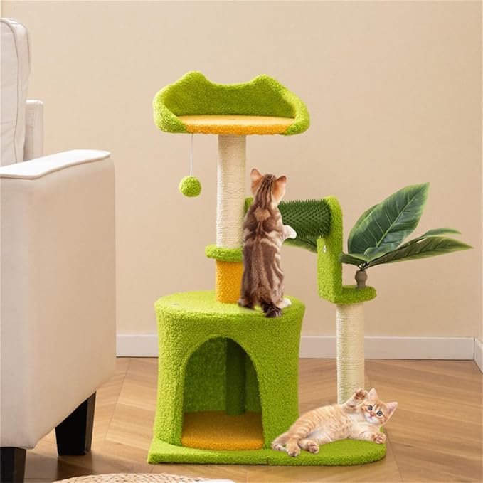 Palm Tree Cat Tower – 22 lbs Capacity, Scratching Posts & Self-Groomer