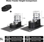 RIZZARI Automatic Cat Water Dispenser: Large 5L Black with Stainless Steel Bowl - Spill-Proof Design - Extra-Wide Elevated Feeder - Eases Drinking for Senior Dogs with Joint/Spine Issues - Home Use