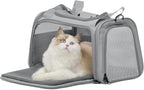 PETSFIT Cat Carrier Airline Approved, Soft Carrier for Small and Medium Cats Under 12 Lbs, Soft Cat Travel Bag, Kitten Carrier with Extendable Mat, Grey