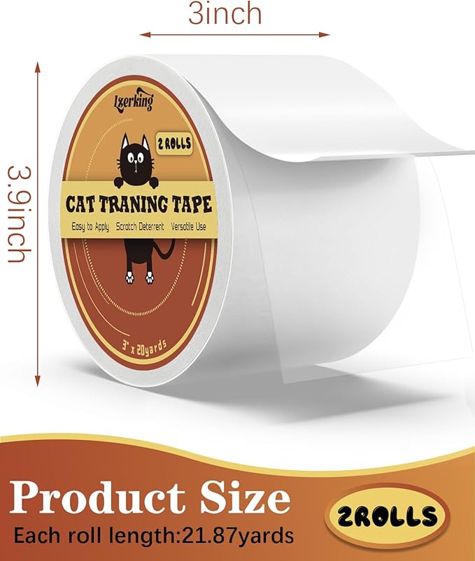 Cat Scratch Tape 1 Roll Cat Furniture Protector Tape Clear Double Sided Tape Cat Repellent Tape for Effective Scratch Control 2.5in×21.87yards
