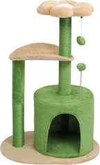 Cat Tree, 33" Multi-Level Cloud Cat Tree Tower with Cozy Padded Bed & Large Condo for All Sized Cats, Featuring Scratching Posts, Viewing Perch & Toys, Stable Small Cat Tower (Lavender)