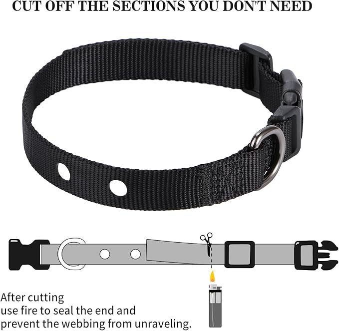 1 Inch Dog Shock Collar Replacement Strap with 2 Holes - Compatible with Most Brands of Ecollar Dog Fences and Training Collars, Black