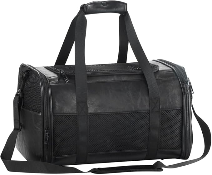 Fashion Dog Carrier Pet Carrier Airline Approved Cat Carrier for Small Dogs Cats Under 15 Lbs, Vegan Leather Collapsible Soft Sided Travel Puppy Carrier