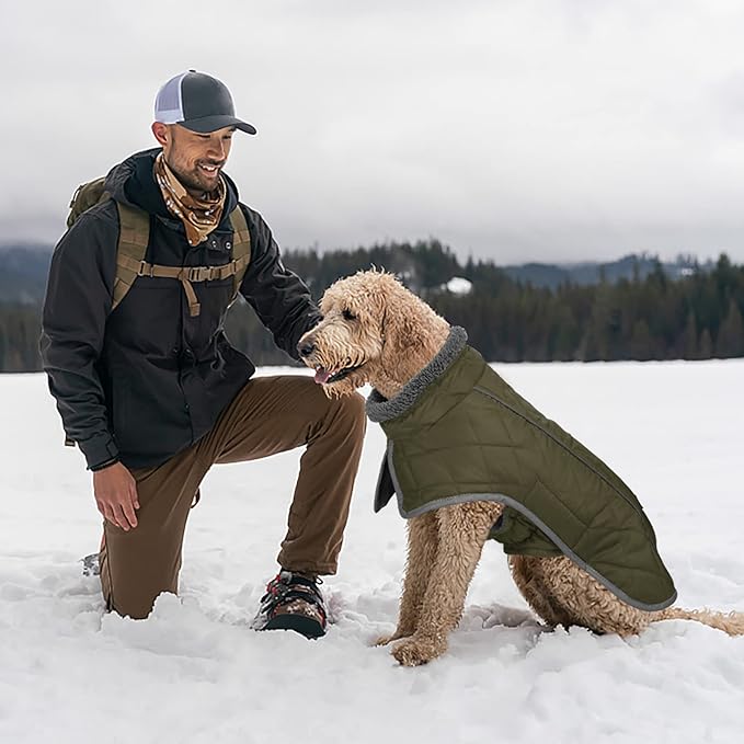 Fragralley Dog Coat Large, Waterproof Dog Jacket with Warm Fleece Lining, Adjustable Reflective Dogs Winter Coat, Turtleneck Pet Coats for Cold Weather (ArmyGreen XXL)