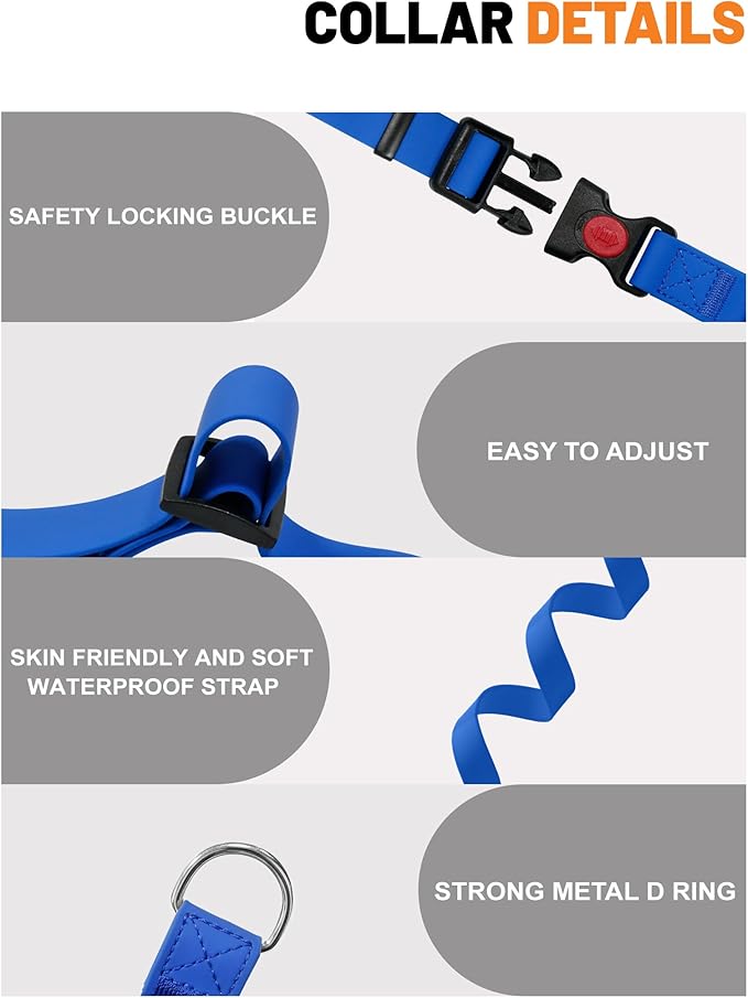 Waterproof Martingale Collar for Dogs,Easy to Clean Dog Collars with Safety Quick Release Buckle,Rubber Collar for Medium Large Dogs Walking Training (Blue, M (16.5-20.8inch))