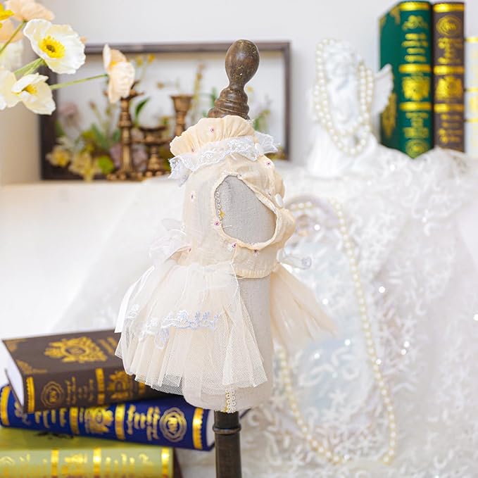 Fashion Sweet Puppy Dog Blingbling Princess Skirt Pet Dog Lace Cake Camisole Tutu Dress F-Champagne XS