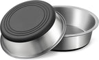 Stainless Steel Dog Bowls Set of 2, Anti Rust Metal & Non Slip Rubber Base, Heavy Duty Large Feeding Dishes, Food Grade BPA Free, Food and Water Bowl for Small Dogs (17oz, 2.1cup)