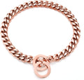 Rose Gold Dog Chain Collar 11mm/15mm/19mm Stainless Steel Cuban Link Chain Collar for Small Medium Large Dogs(11mm,18inch)