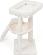 YOUPET Cat Tree with Cat Scratching Post for Indoor Cats, Cat Tower with Scratching Board and Playful Toy Balls, Cat Tree Tower with Cozy Hammock,Beige
