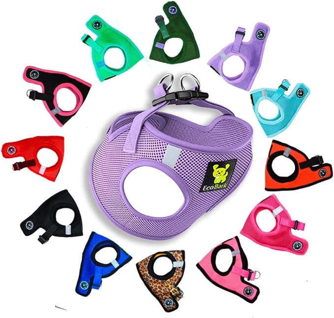 EcoBark Step in Dog Harness - Eco-Friendly Dog Harnesses for Small and Medium Breed Dogs - Reflective and Adjustable Body Halter Vest - Soft Mesh Toy Breed Harness (Lavender, Medium)