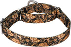 Serijoars Adjustable Martingale Dog Collar Heavy Duty Nylon Dog Collar for Medium Large Dogs Walking Training Boy and Girl Dogs (M, Gold)