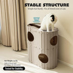 PETKARAY 2-Story Felt Cat House, Large Bed Cave for Indoor Cats, Felt Tunnel Hideaway Condo for Multi-Cat Households, 23.6x22x12 inches, Grey