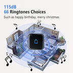 Wireless Doorbell Loud Classroom Doorbell IP66 Waterproof Doorbell 1000Ft 66 Chimes Mute Mode 115dB 7-Level Vol Electric Door Bell Ringer for Home Office Kids Room Teachers & Hearing-Impaired
