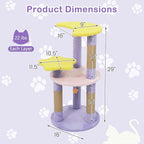 PETSITE 29-inch Cute Cat Tree, Multi-Level Small Cat Tree with Jute Scratching Post, Dangling Toy, Star and Moon-Shaped Perches, Ideal for Indoor Cats (Purple)