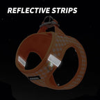 AIITLE Medium Dog Harness – Breathable Mesh with Plaid Design & Dual D-Rings – Secure Fit for Camping, Hiking & Daily Adventures (L, Orange)