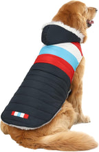 HDE Dog Puffer Jacket Fleece Lined Warm Dog Parka Winter Coat with Harness Hole Patriotic - XL
