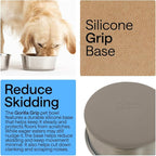 GORILLA GRIP Dog Bowls, Food Grade 304 Stainless Steel, Holds 8 Cups Each (64 fl oz) Food and Water Bowl for Feeding Dogs and Cats, Dishwasher Safe, Rust Resistant, BPA Free Rubber Base Set of 2 Beige