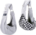 CUBY Dog and Cat Sling Carrier - Hands Free Reversible Pet Papoose Bag - Soft Pouch and Tote Design - Suitable for Puppy, Small Dogs Cats Outdoor