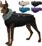 IDOMIK Warm Dog Coat with Harness, Waterproof Reflective Dog Jackets for Small Medium Large Dogs, Fleece High Collar Winter Jacket with Zipper, Pet Winter Snowsuit Clothes for Cold Weather,Black 2XL