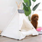 Dog Teepee Bed Cat Tent Portable Houses Pet Puppy with Thick Cushion (L:Size fits 15kg/33lbs (Pets))