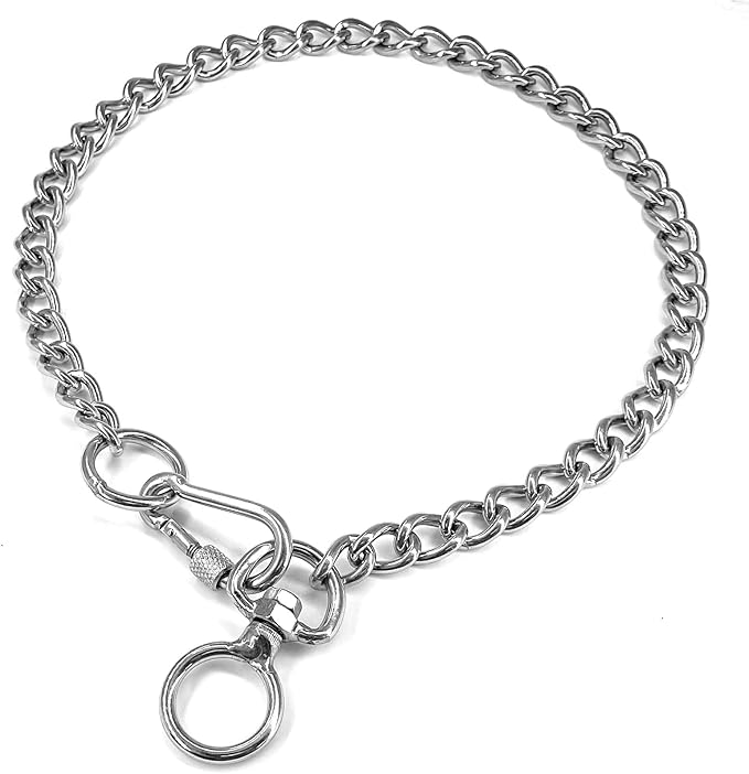 Chain Dog Collars Stainless Steel Metal Chew Proof Necklace Slip P Chain with Connect Clasp for Small Medium Large Dogs Training and Walking.
