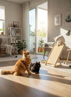 Cat Scratching Pad with 100% Sisal, Stable Triangle Design, 2-Step No-Tool Assembly, 22" Wooden Ramp to Protect Furniture & Sofa, Natural Incline Board for Indoor Cats (Beige)