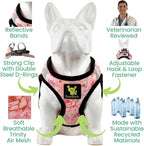 EcoBark Step in Dog Harness - Eco-Friendly Small Breed Dog Harnesses for XXS, XS, & Small Dogs - Reflective and Adjustable Mini Body Halter Vest - Soft Mesh Toy Breed Harness (Floral, XS)