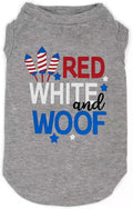 American Flag Popsicle 4th of July Funny Graphic Puppy Clothes Memorial Day, Independence Day, Holiday Dog Clothes for Small Dogs Boy Girl, Pet Cat Outfit (X-Small, woof-Grey)