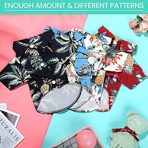 Weewooday 4 Pieces Small Pet Summer T-Shirts Hawaii Style Floral Pet Dog Shirt Breathable Cool Clothes Beach Seaside Puppy Sweatshirt for Puppy(Cute Style,X-Small)