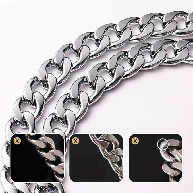 Luxury Flat Chain Design Professional Training Chain Collar, Stainless Steel Dog Training Collar, Professional Flat Chain Design, Mirror Polished (Large：22in x 4mm(Neck max 20in))