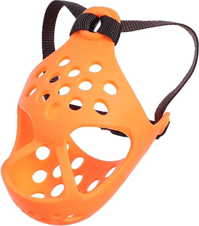 Short Snout Dog Muzzles,Soft Silicone Adjustable Breathable Bulldog Muzzle for Biting Chewing Barking Training,Ideal for Flat-Faced Dogs (S, Orange)