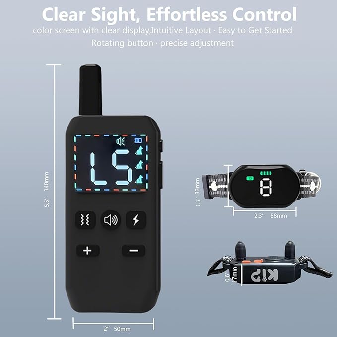KIP Remote Dog Training Collar, IP67 Waterproof Shockproof E-Collar with 5 Training Modes, Rechargeable and Adjustable for Small, Medium and Large Dogs