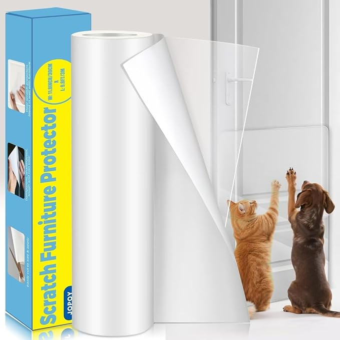 Cat Scratch Furniture Protector: Cat Anti Scratch Tape - Door Protector from Dog Scratching - Clear Training Self Adhesive Tape for Carpet, Sofa, Couch, Door(Transparent, 11.8" x 9.8FT)
